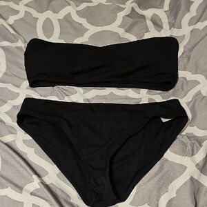 Black Strapless Bikini Set